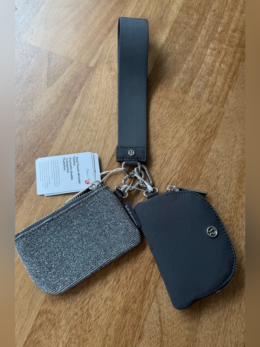 Lululemon Dual Pouch in Glitter Black & Silver (Limited Edition)
